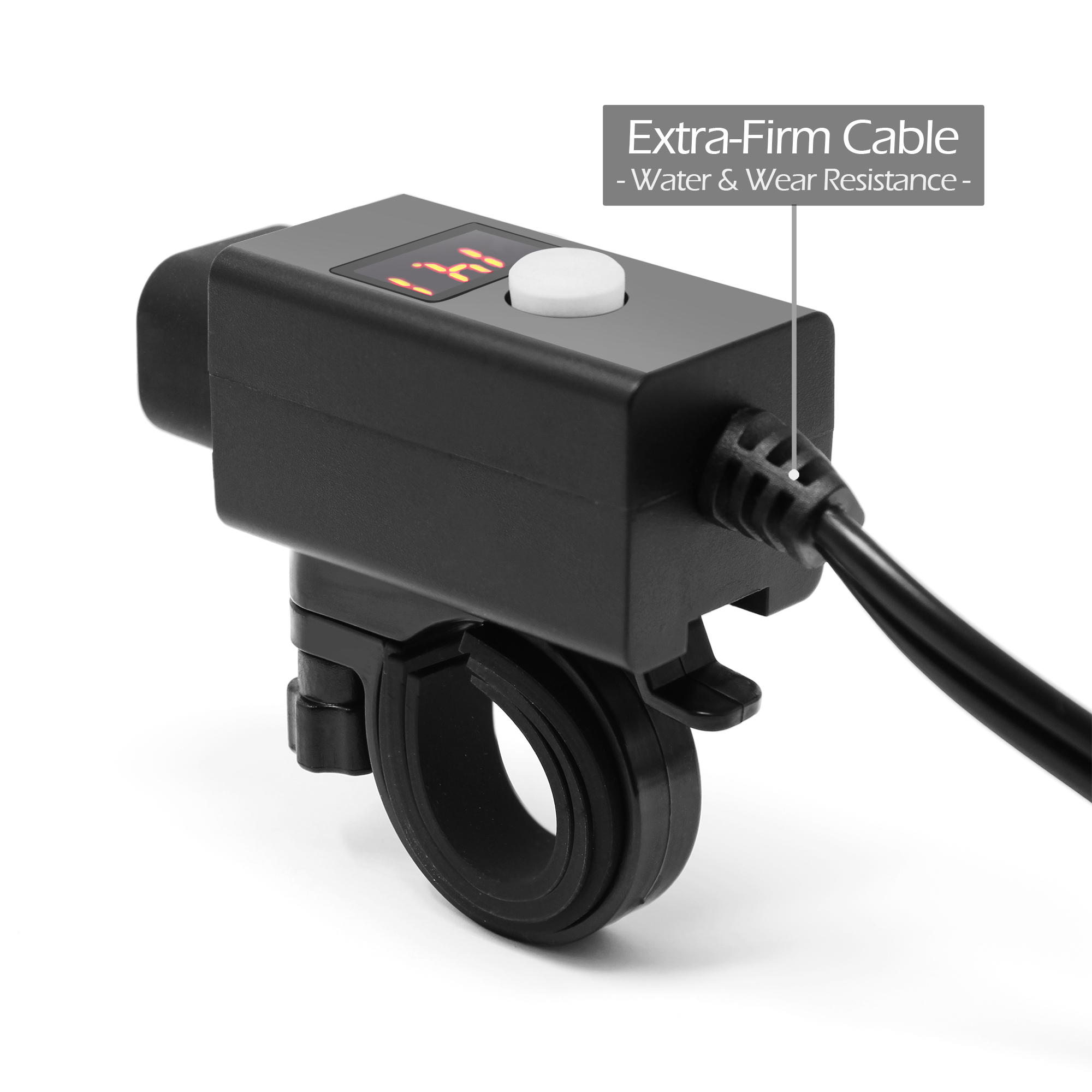 1x Motocicleta SAE para Cable USB Adaptador Dual USB cargador de Puerto de alimentación LED voltímetro
