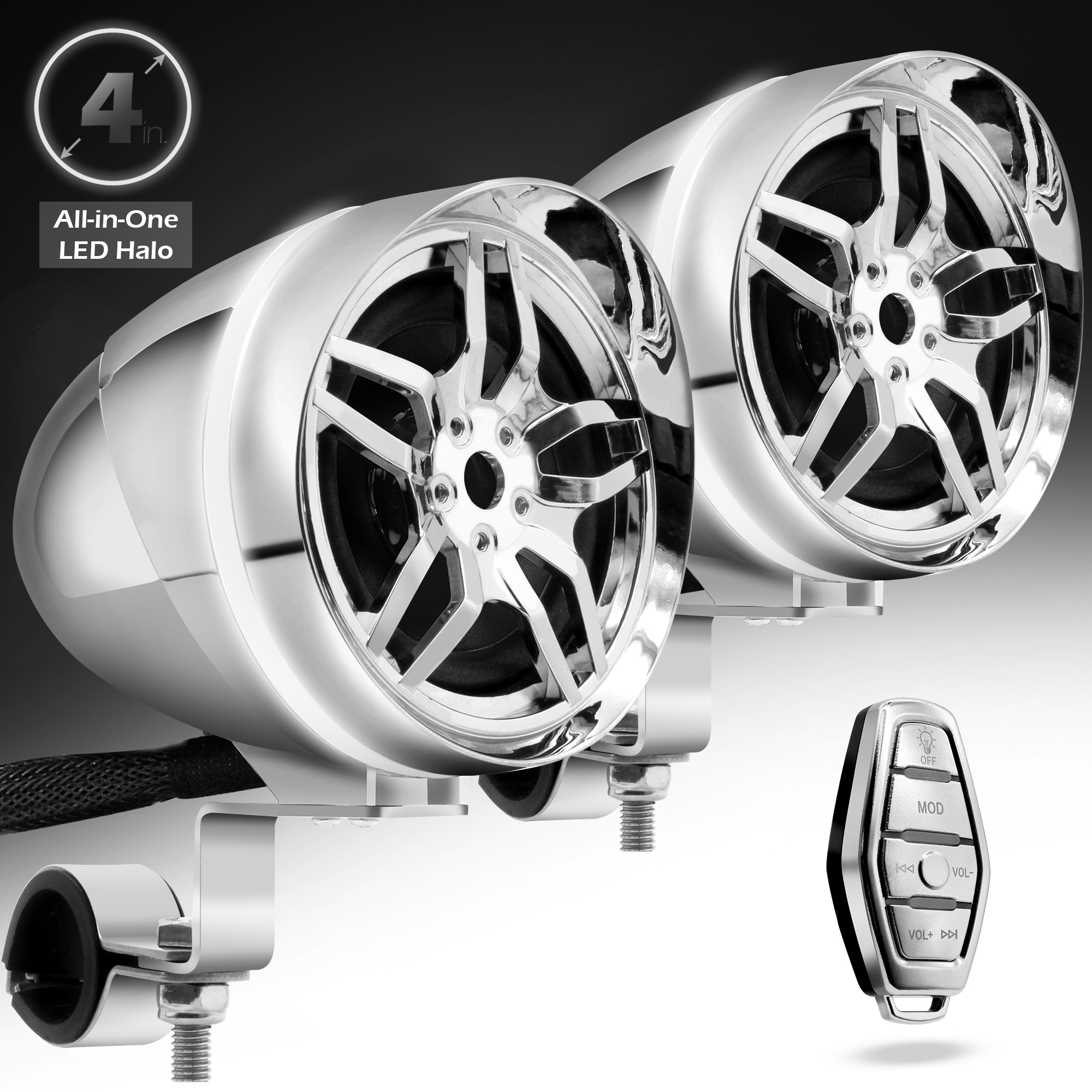 chrome bluetooth motorcycle speakers